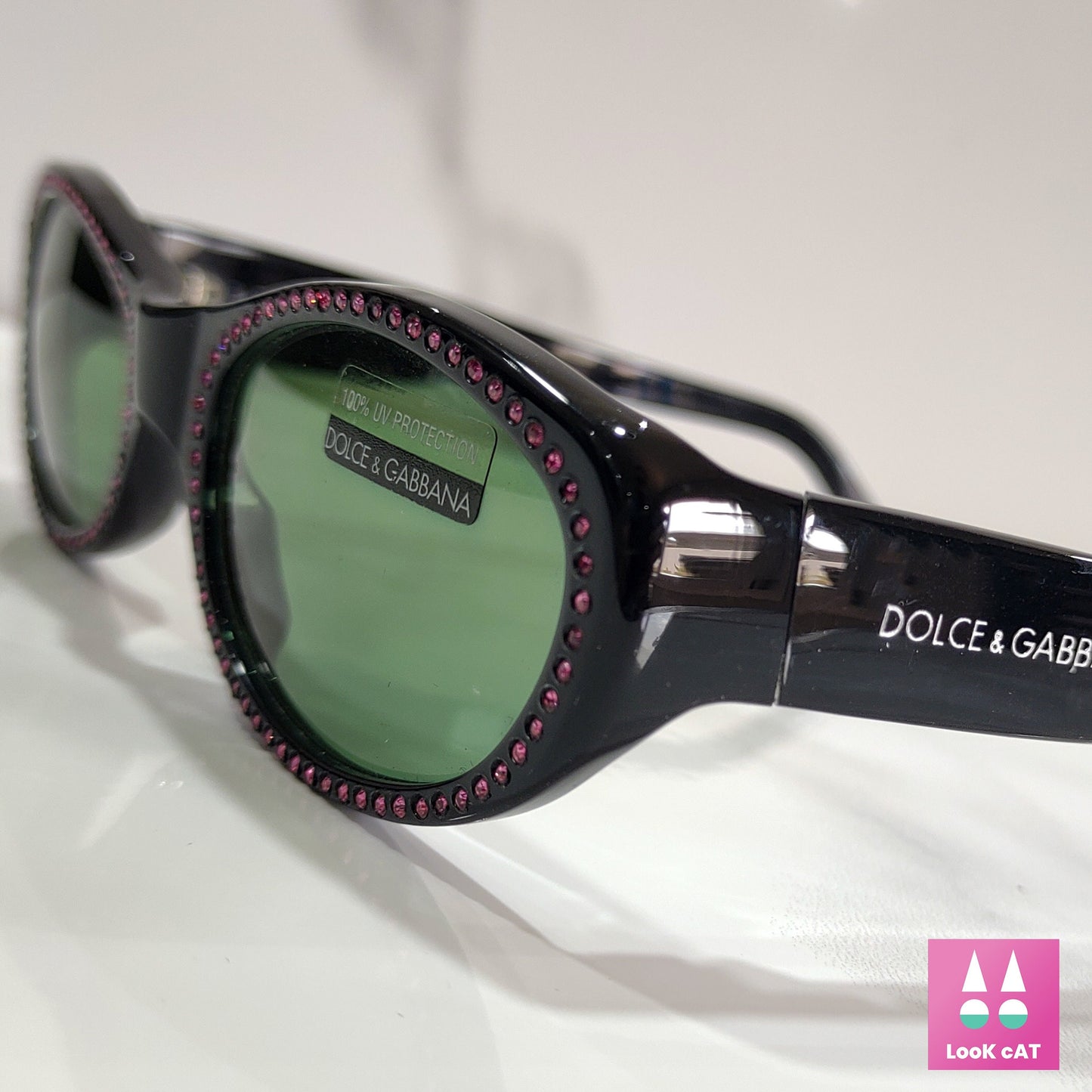 Dolce and Gabbana DG533S Y2K 复古太阳镜粉色 NOS 水钻眼镜 gafas