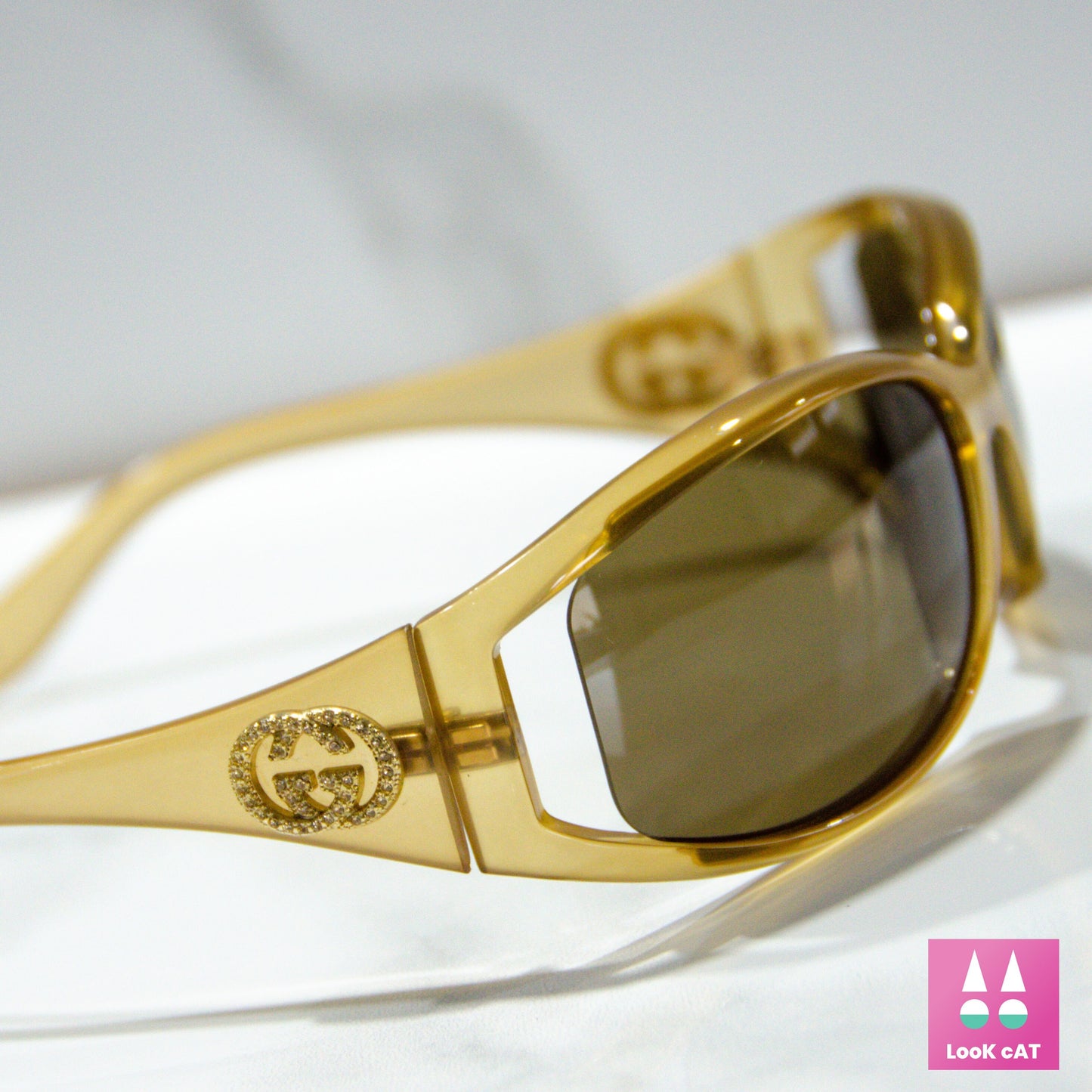 Gucci 2989 水钻复古太阳镜罕见包裹盾牌水钻眼镜 lunette brille 90 年代 y2k