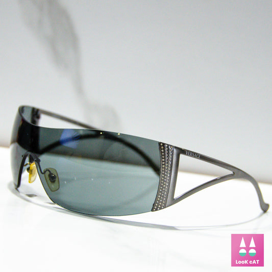 Versace 2034 vintage sunglasses rhinestone wrap shield eyewear gafas Y2k