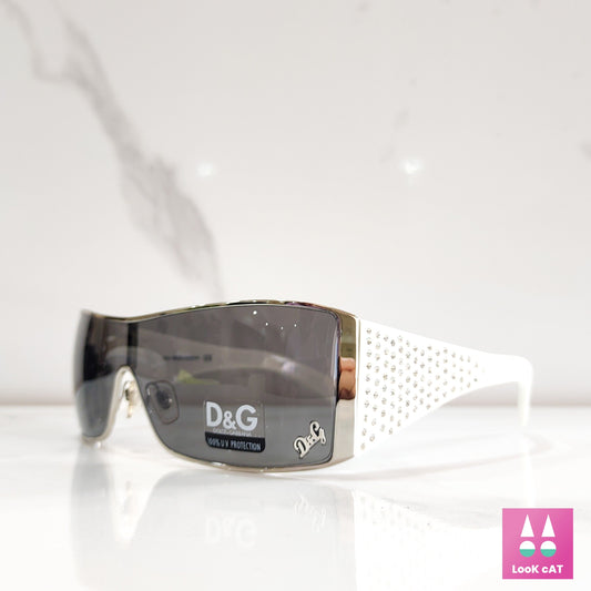 Dolce and Gabbana 6021 B Y2K vintage sunglasses NOS rhinestone eyewear gafas wrap shield