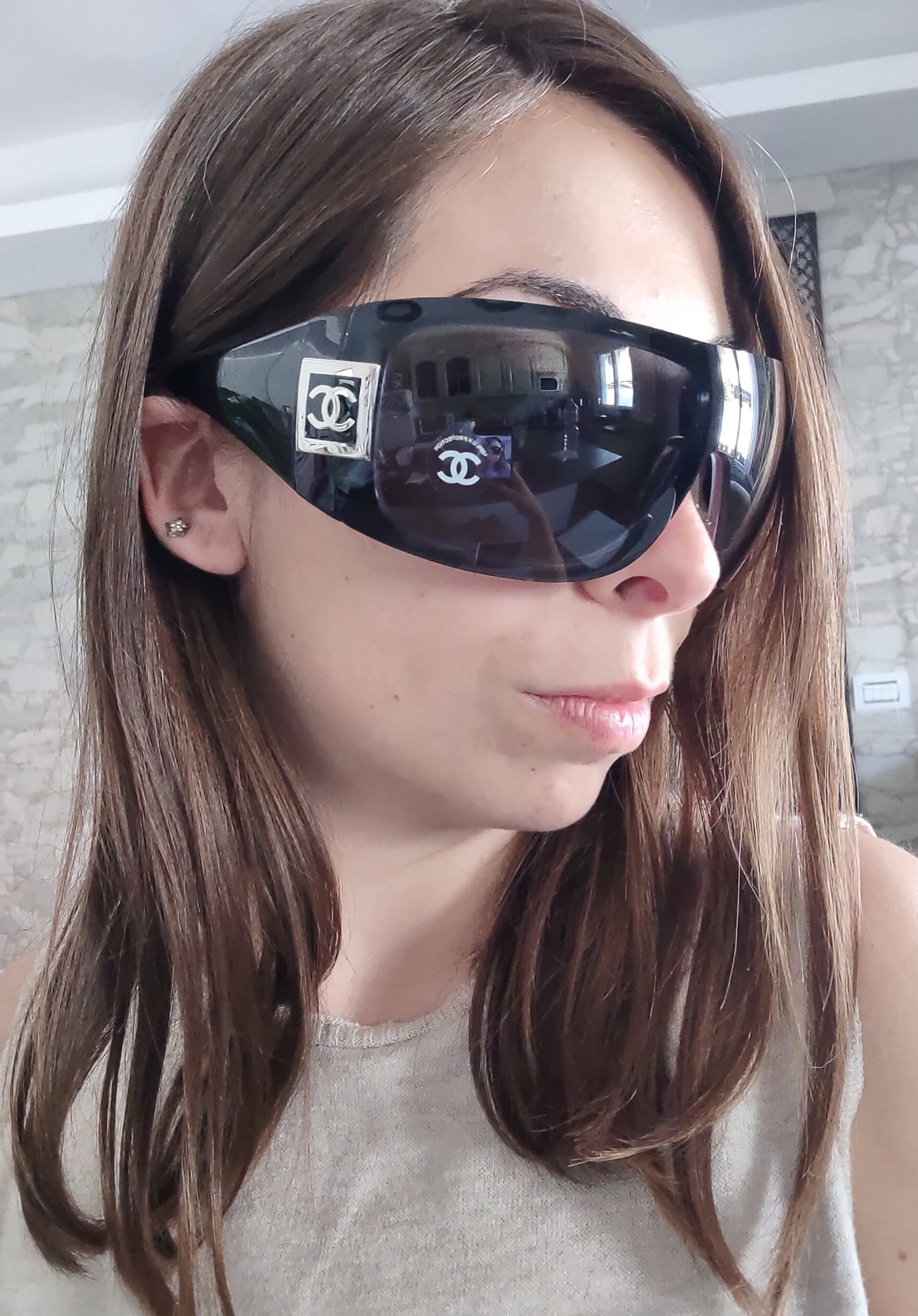 香奈儿太阳镜型号 5086 NOS wrap shield lunette 从未使用过brille shades y2k