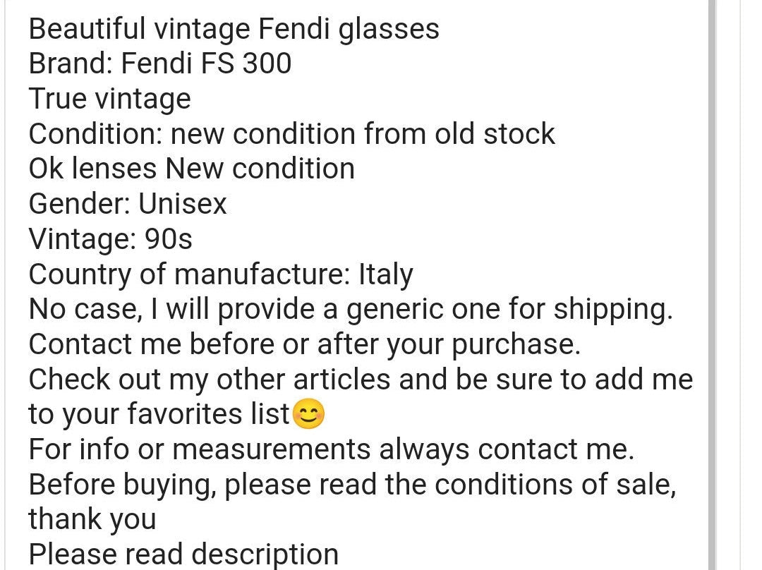 Occhiali da sole vintage Fendi FS 300 y2k NOS new lunetta brille tonalità anni '90