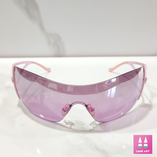 Versace 2034 vintage pink wrap shield sunglasses gafas 90s y2k