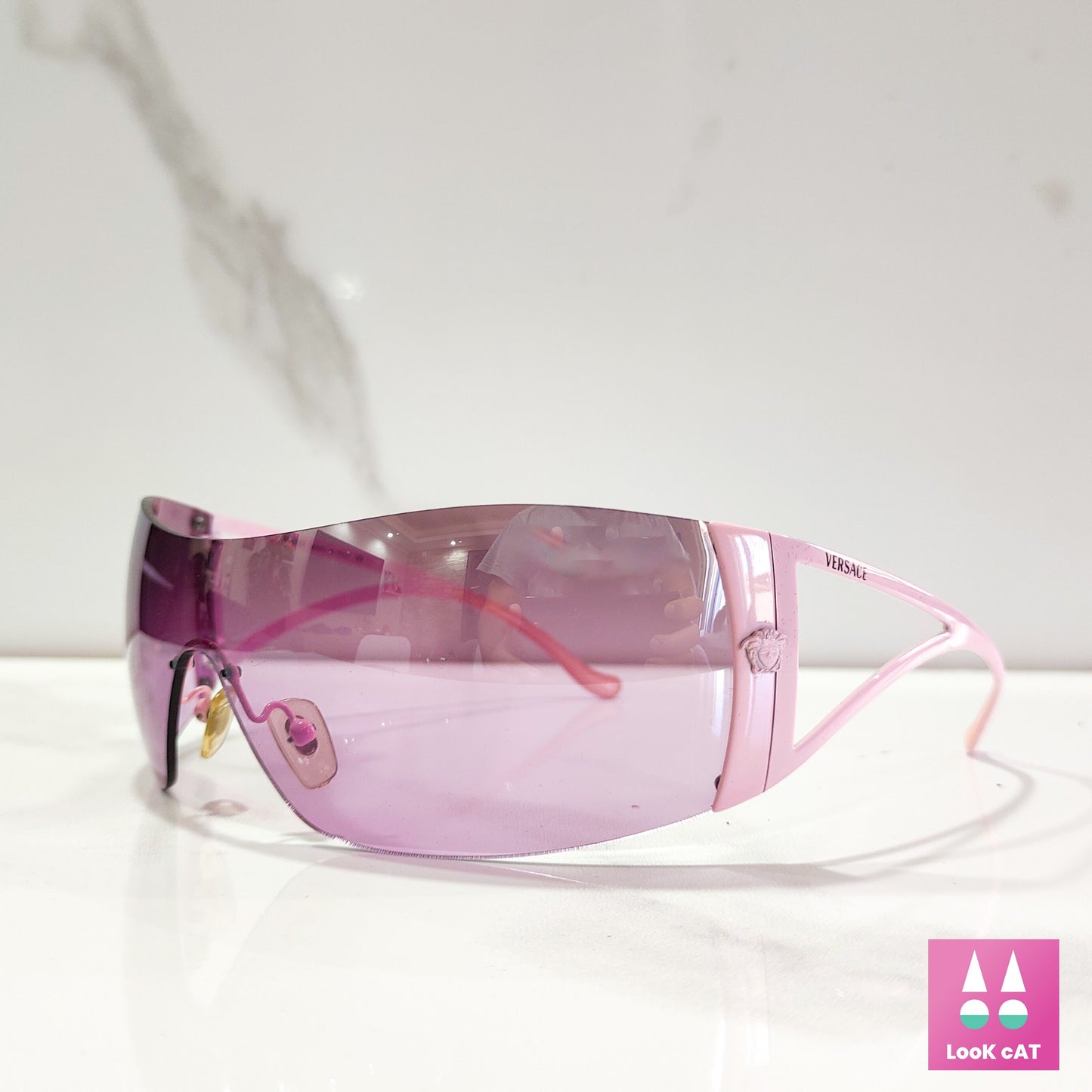 Versace 2034 occhiali da sole vintage rosa wrap shield occhiali gafas anni '90 y2k