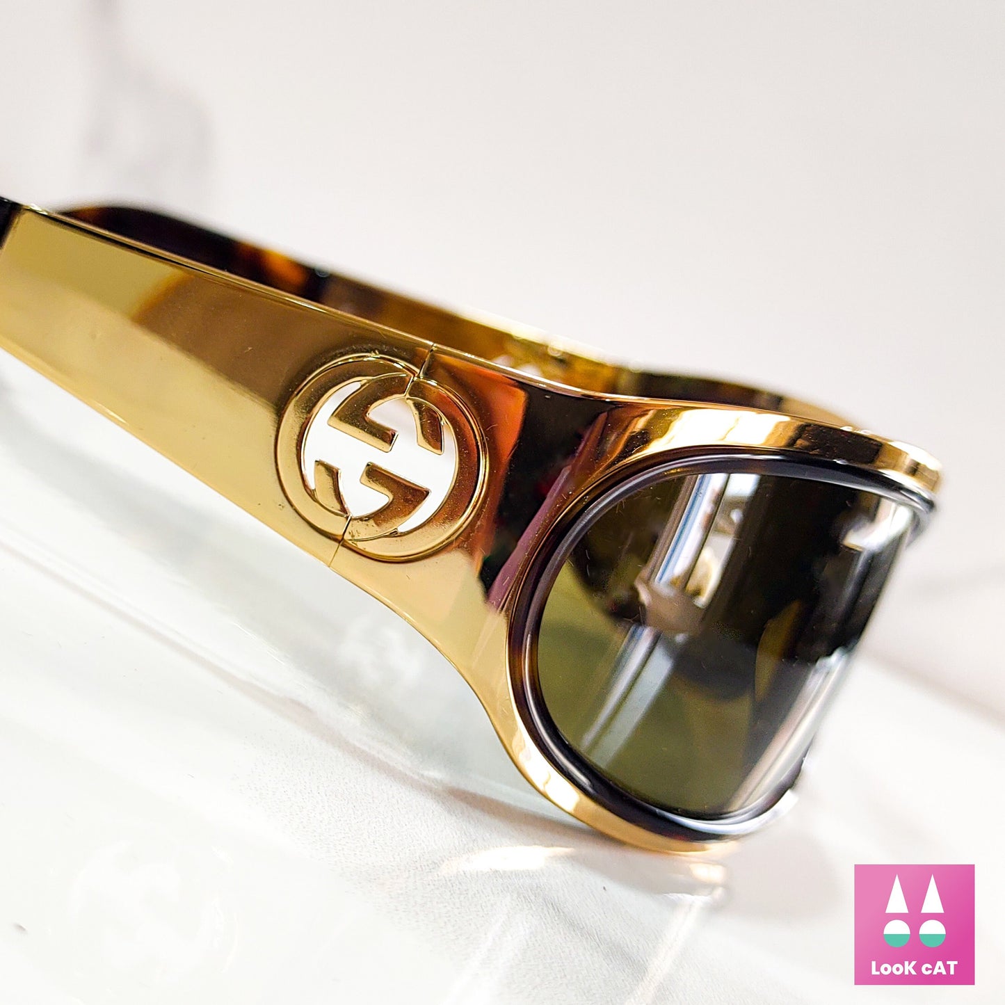 Gucci 2755 vintage gold wrap shield sunglasses NOS glasses lunette brille y2k 90s