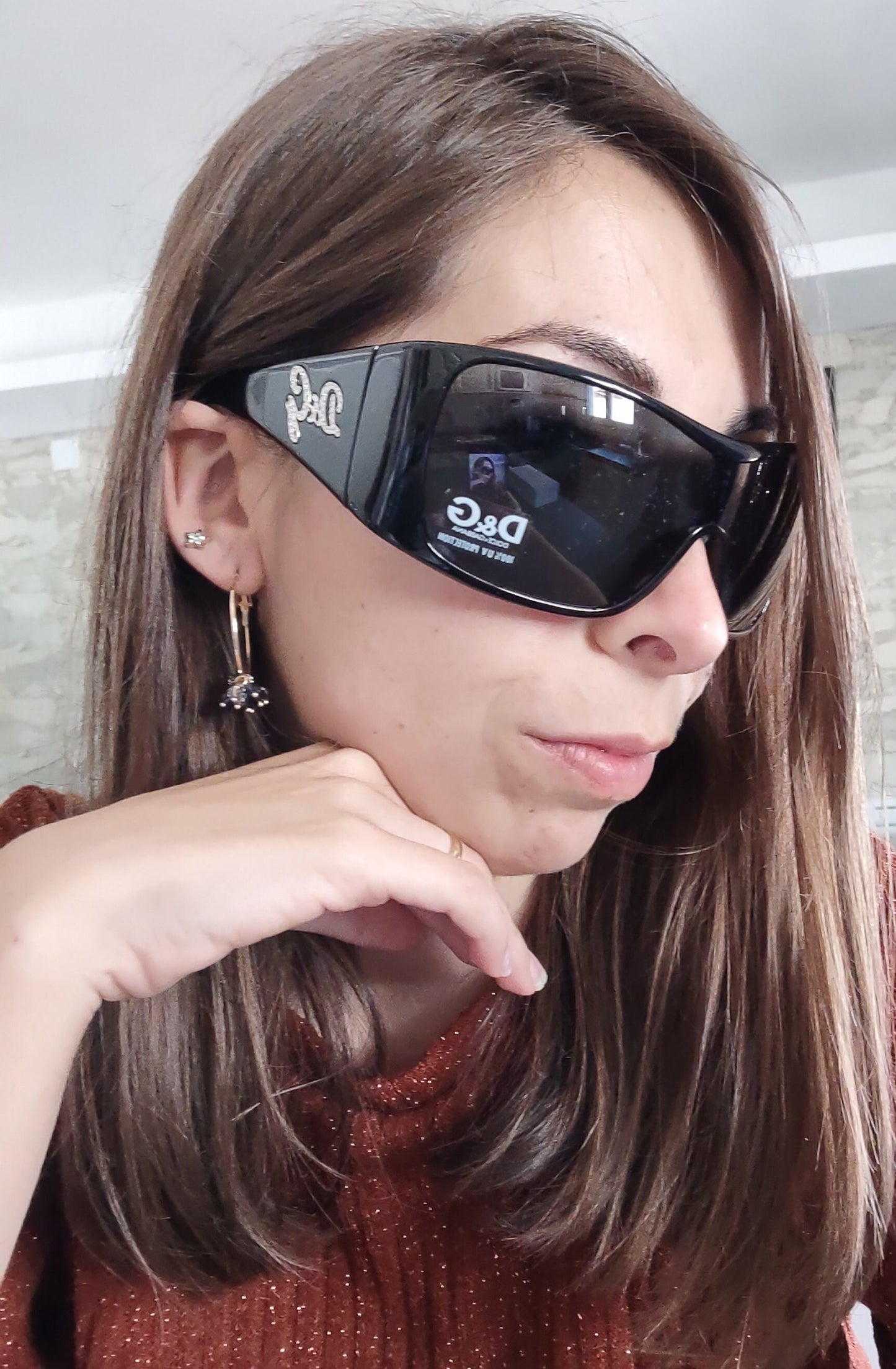 Dolce e Gabbana 8033 B Y2K occhiali da sole vintage NOS occhiali gafas wrap shield