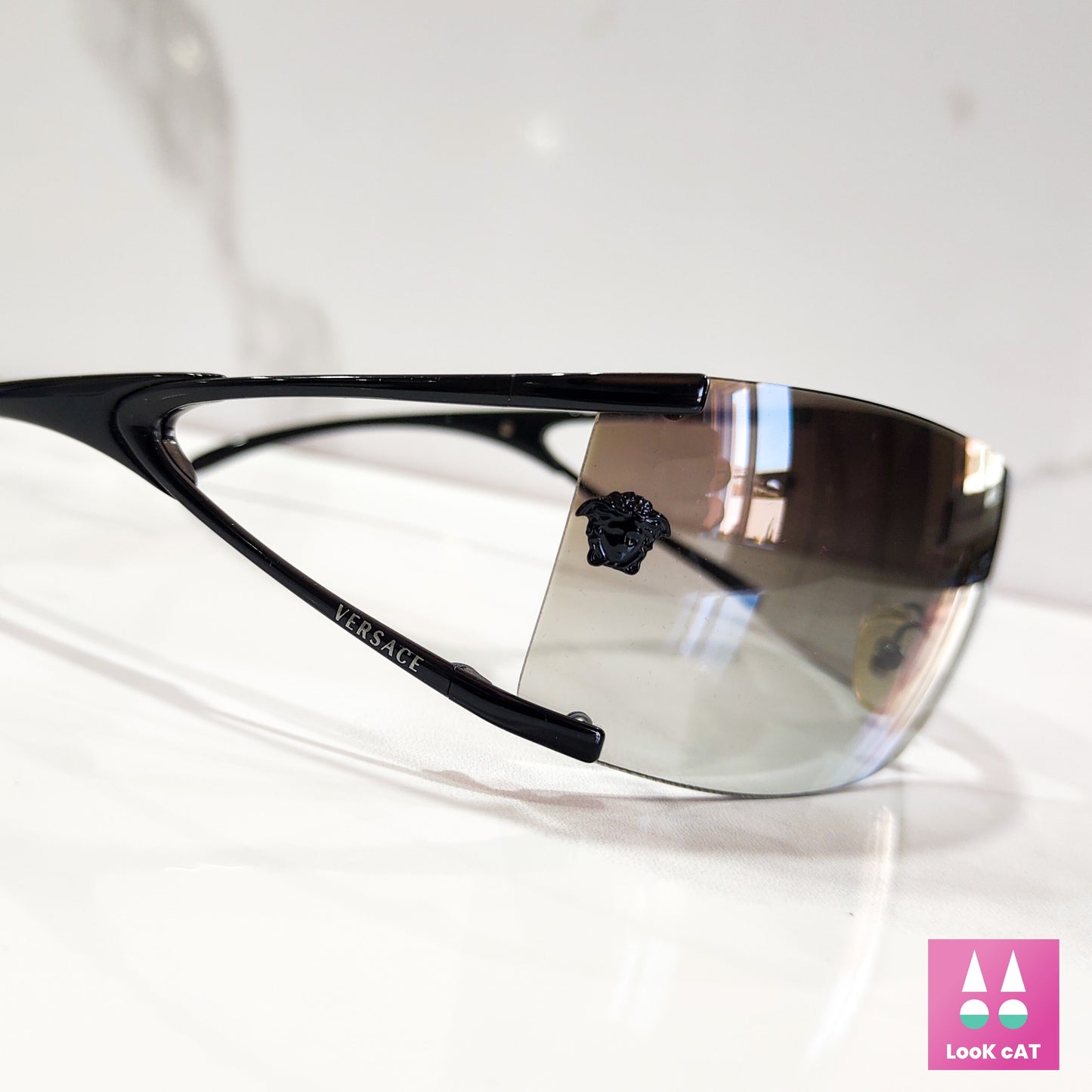 Versace 2052 occhiali da sole vintage wrap shield NOS nuovi occhiali gafas Y2k