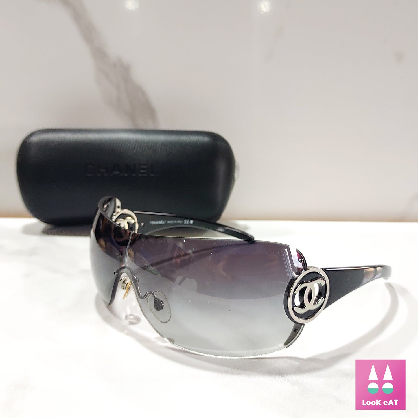 Occhiali da sole Chanel modello 4145 wrap shield lunetta brille sfumature y2k