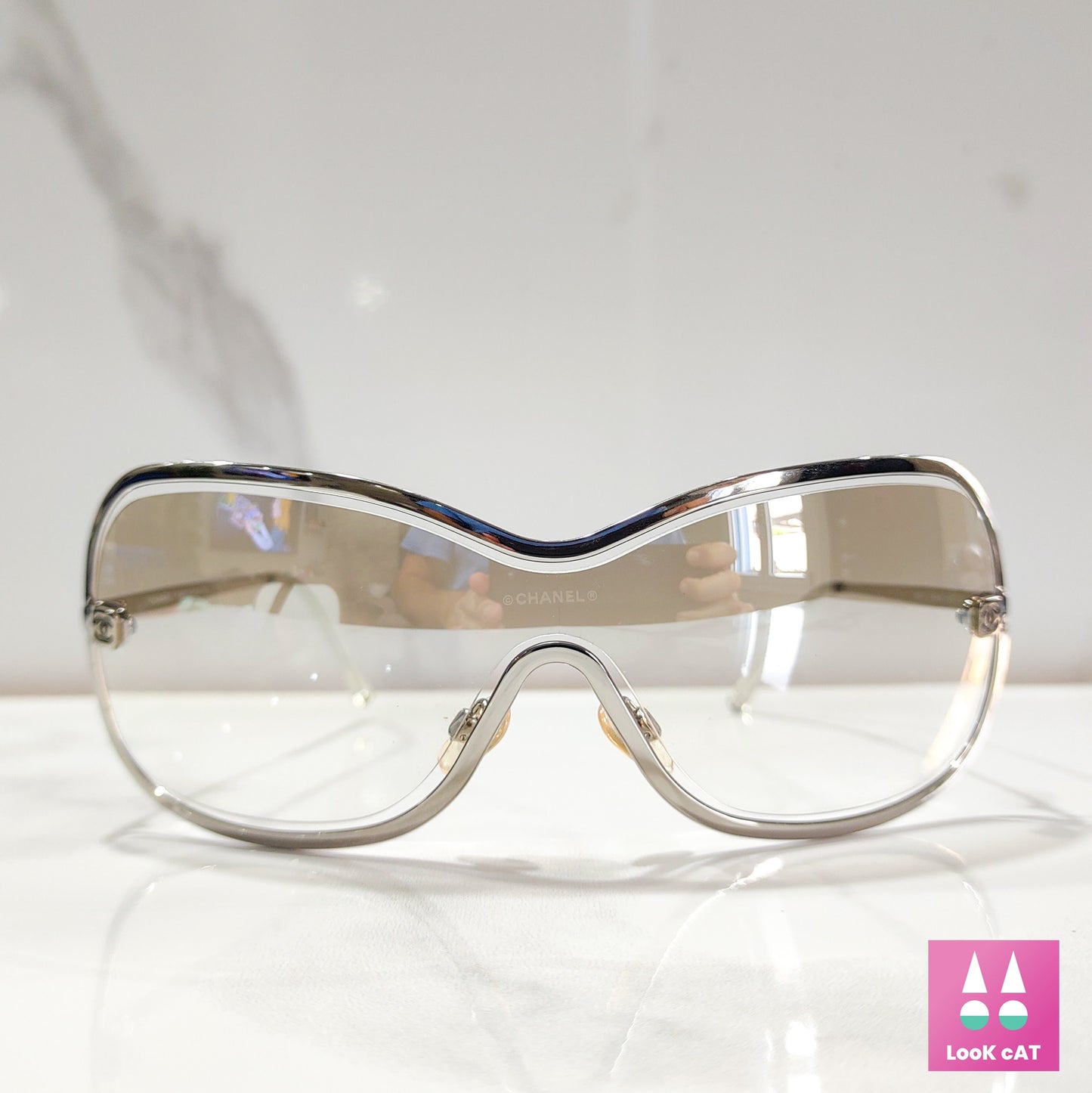 Occhiali da sole Chanel modello 4031 wrap shield lunetta brille sfumature y2k
