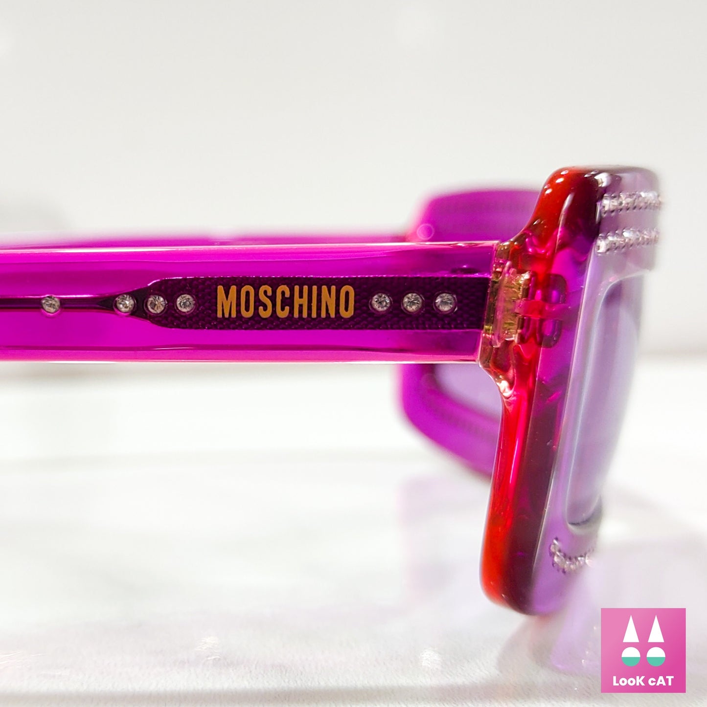 Moschino M 3624 Occhiali da sole vintage rosa strass lusso y2k strass lunetta occhiali da sole