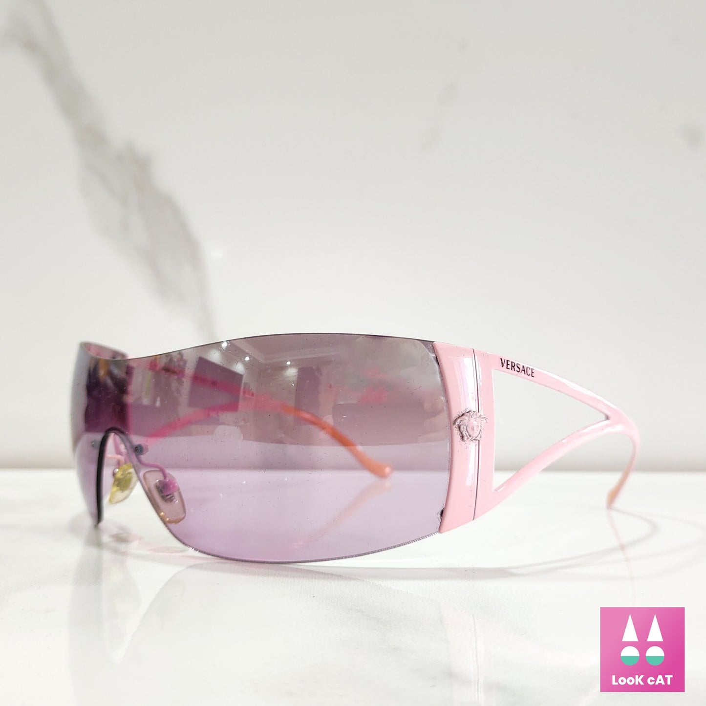 Versace 2034 复古粉色包裹式防护太阳镜 gafas 90 年代 y2k