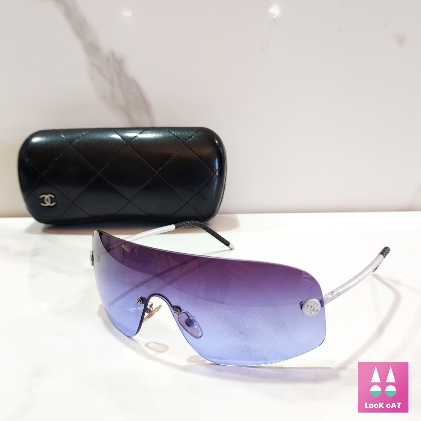Occhiali da sole Chanel modello 4036 wrap shield lunetta brille sfumature y2k