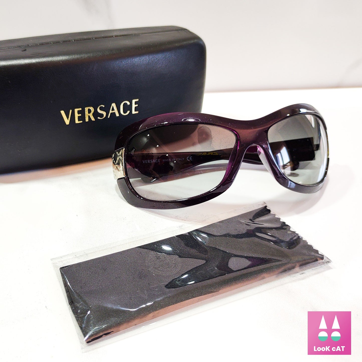Versace 4136 occhiali da sole vintage Y2K wrap shield occhiali gafas anni '90
