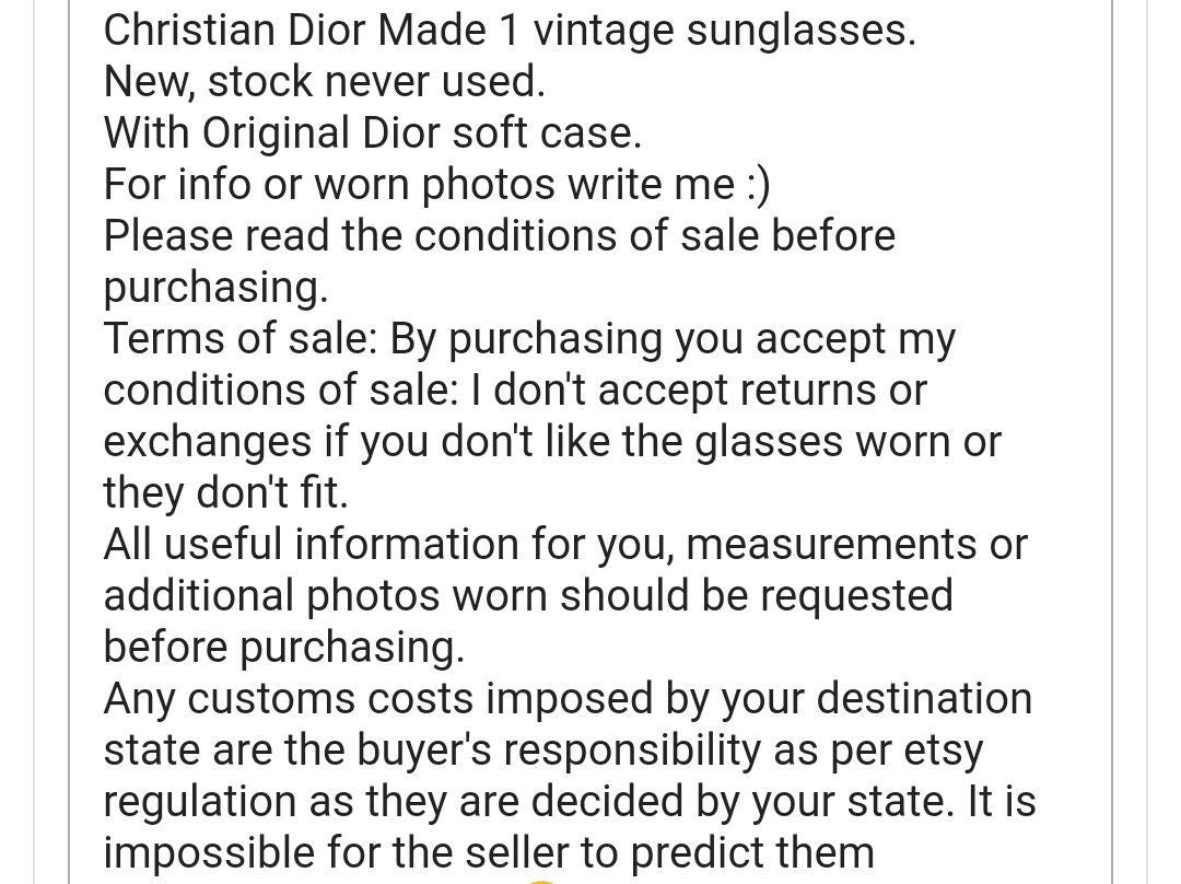 Dior Made 1 occhiali da sole vintage occhiali gafas Y2k NOS mai indossati