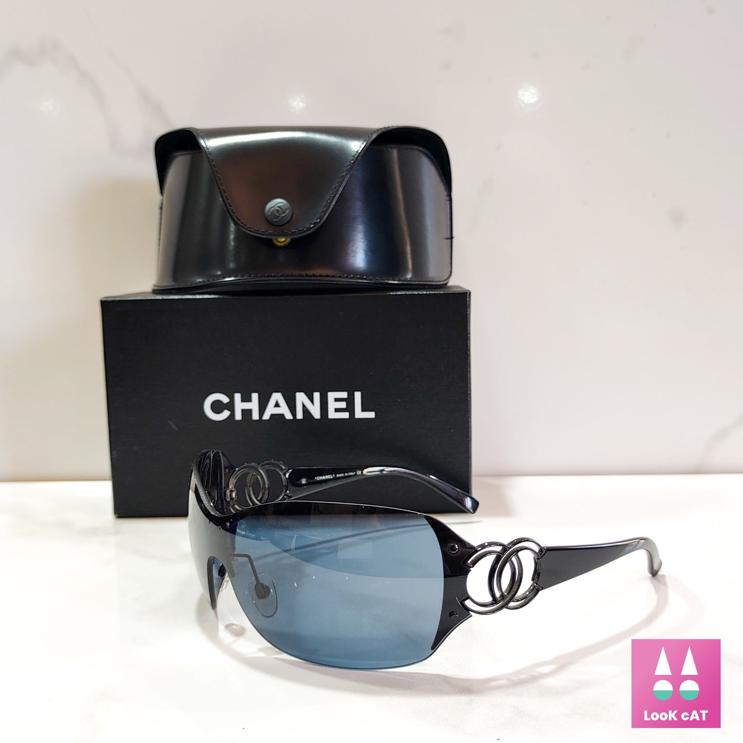 Occhiali da sole Chanel modello 4147 NOS con scudo avvolgente lunetta brille sfumature y2k
