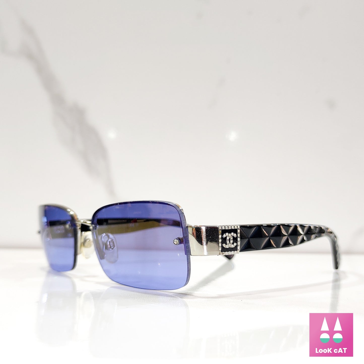 Occhiali da sole Chanel modello 4130 B con strass lunetta brille y2k shades senza montatura