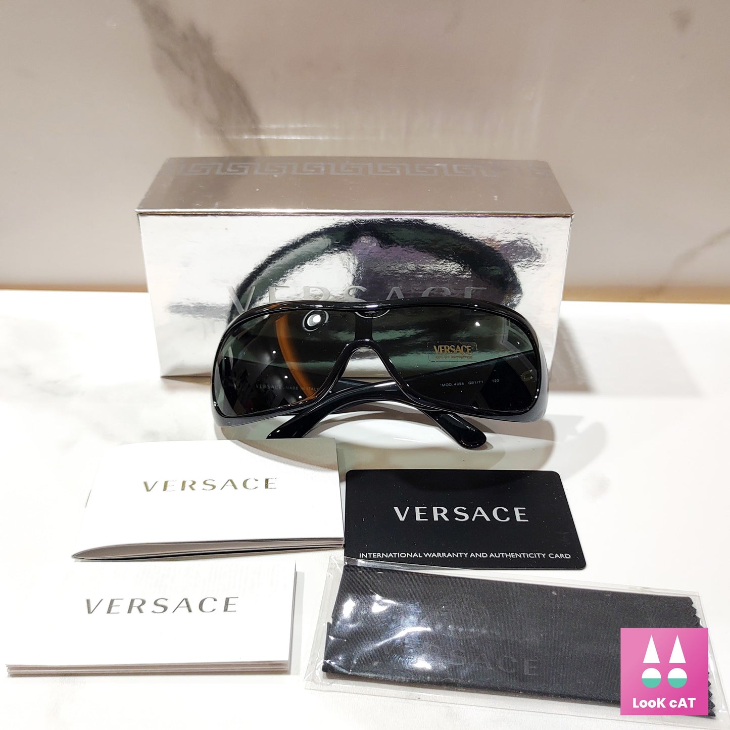 Versace 4098 occhiali da sole vintage wrap shield NOS mai usatiocchiali gafas 90s y2k