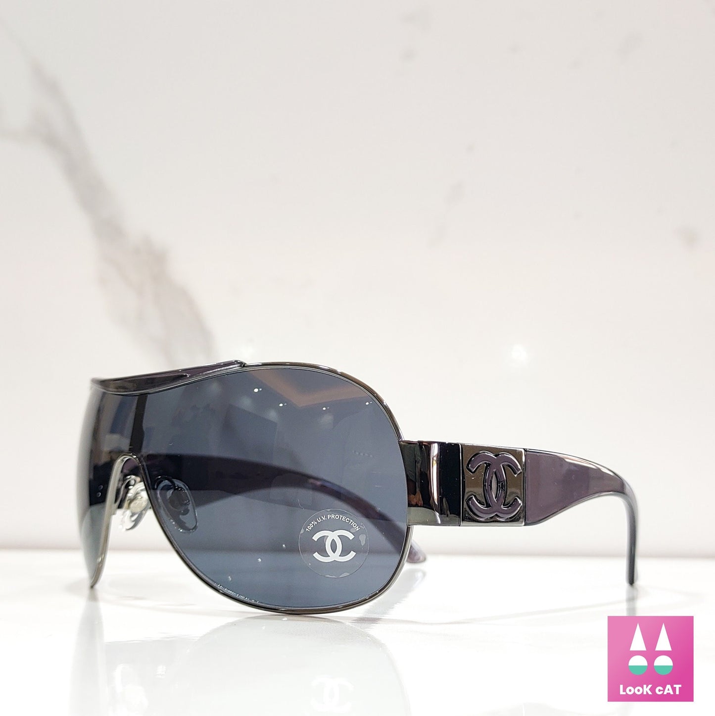 Chanel 4136 occhiali da sole vintage NOS avvolgenti con scudo lunetta brille y2k tonalità pilota