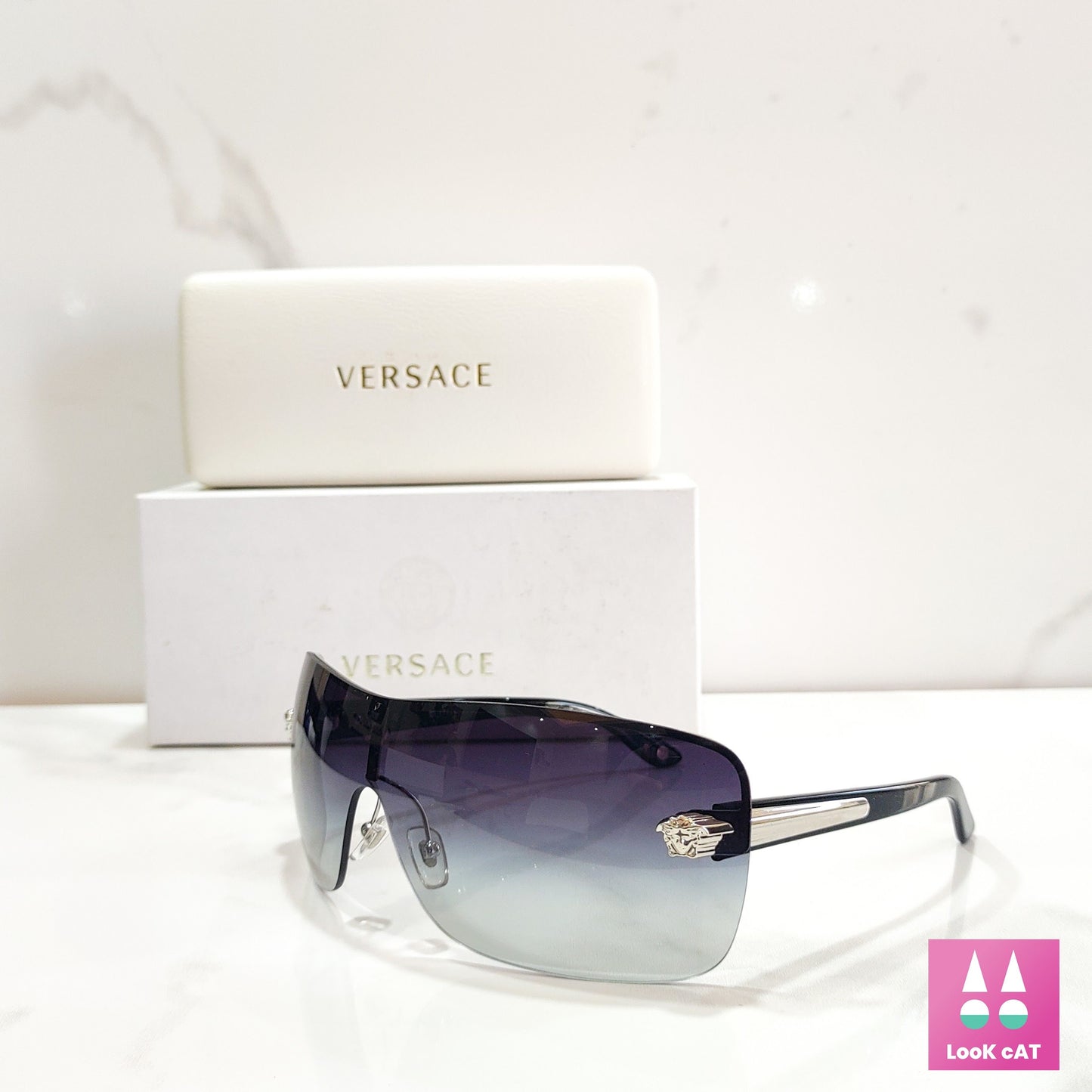 Versace 2119 occhiali da sole vintage con scudo avvolgente NOS mai usatiocchiali occhiali anni '90 y2k
