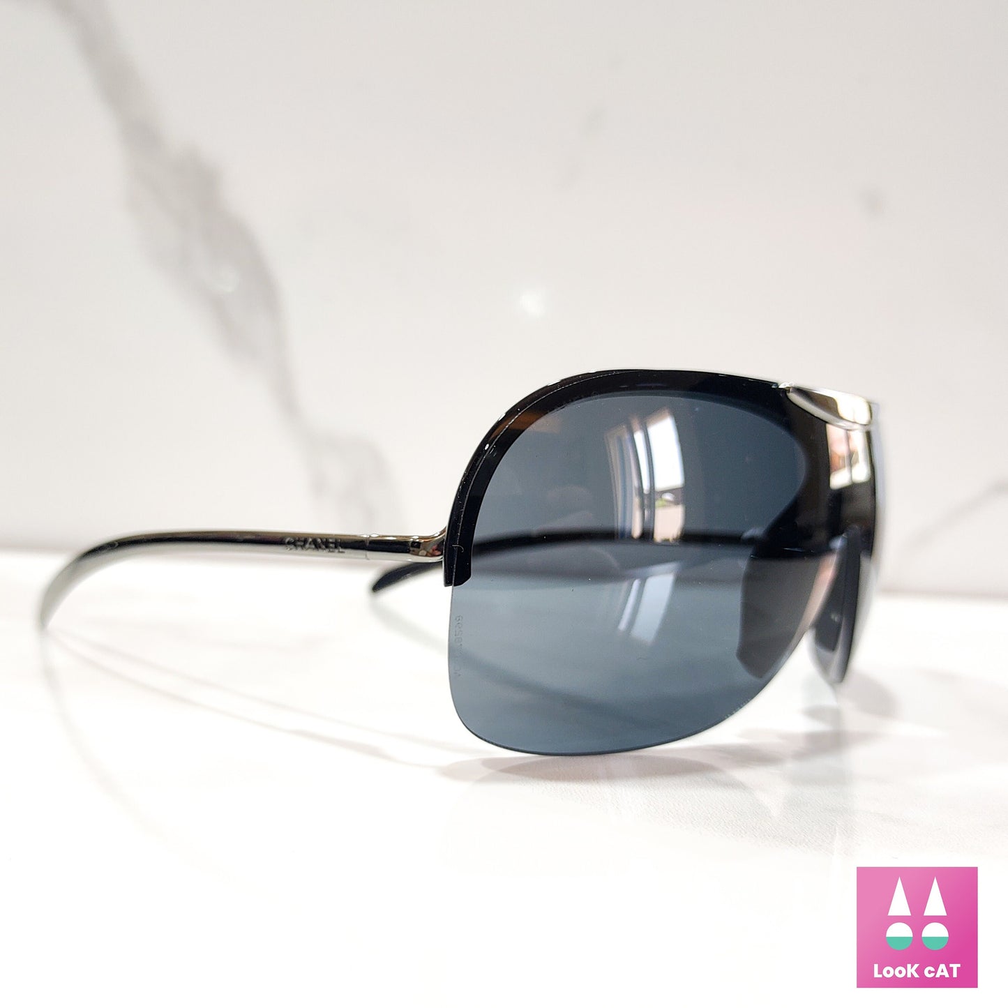 Chanel 6007 occhiali da sole senza montatura NOS wrap shield lunetta brille y2k shades pilot