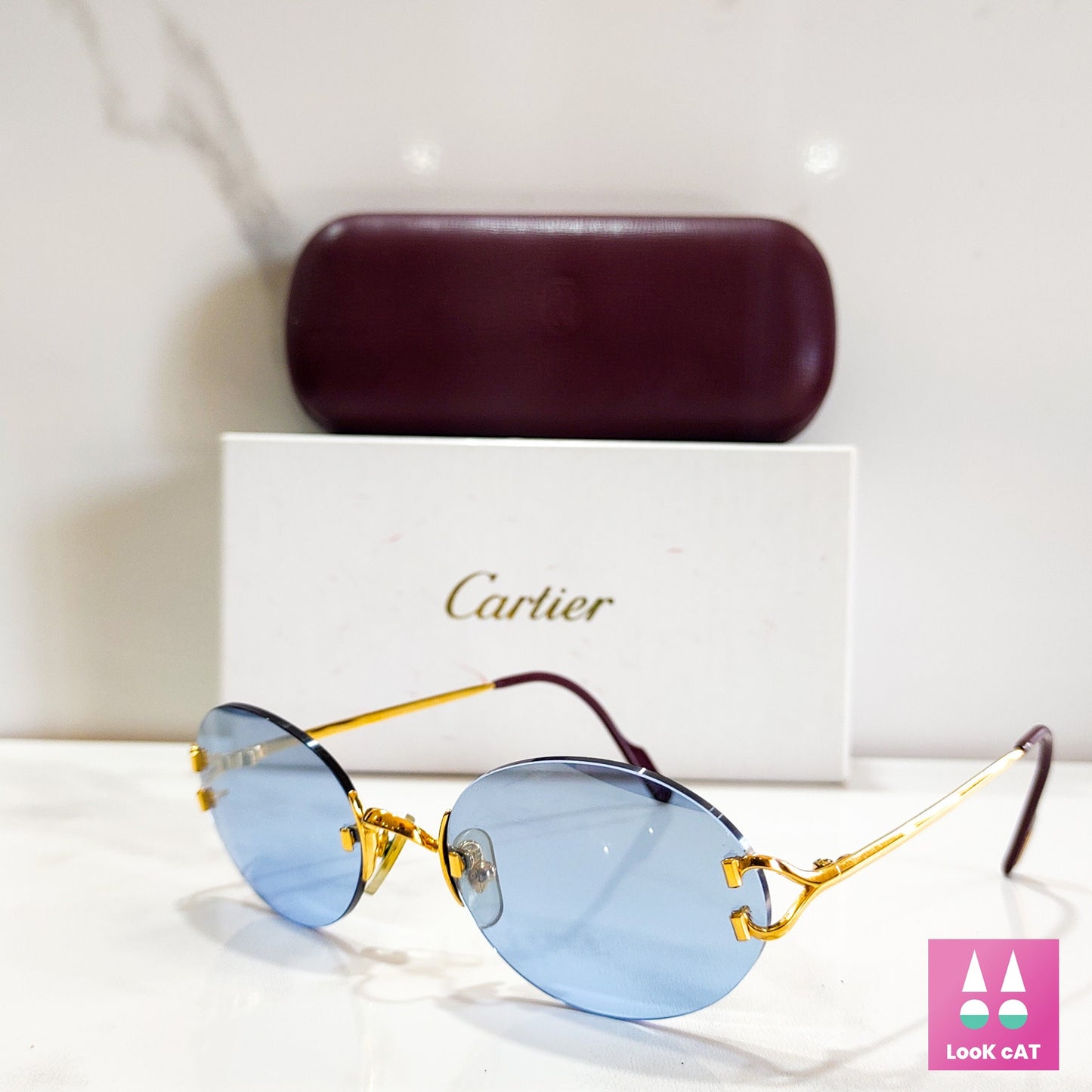 Occhiali da sole senza montatura originali Cartier C decor vintage 52 22 135 lunetta brillen