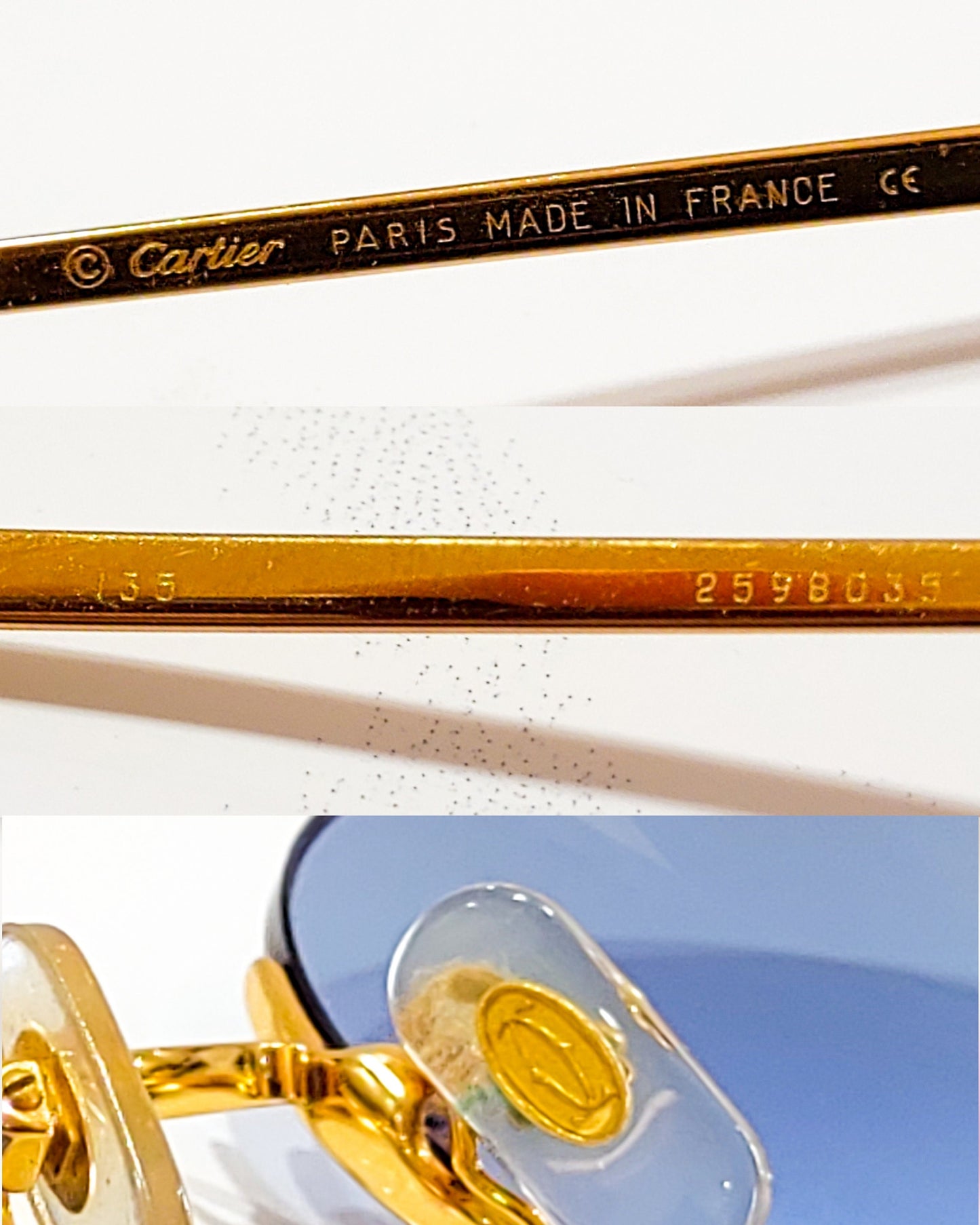 Occhiali da sole senza montatura originali Cartier C decor vintage 52 22 135 lunetta brillen