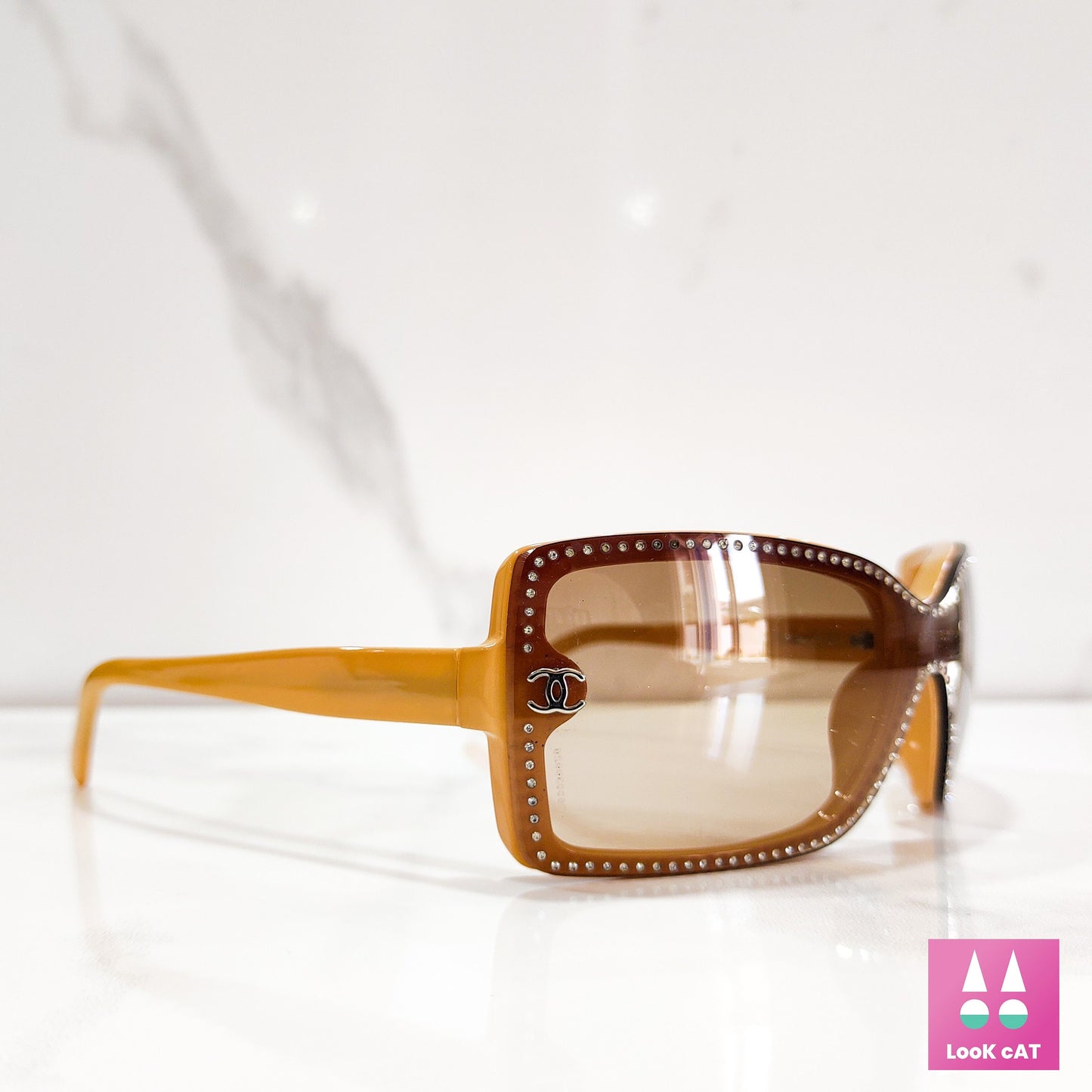Occhiali da sole Chanel modello 5065 con strass lunetta brille y2k shades senza montatura
