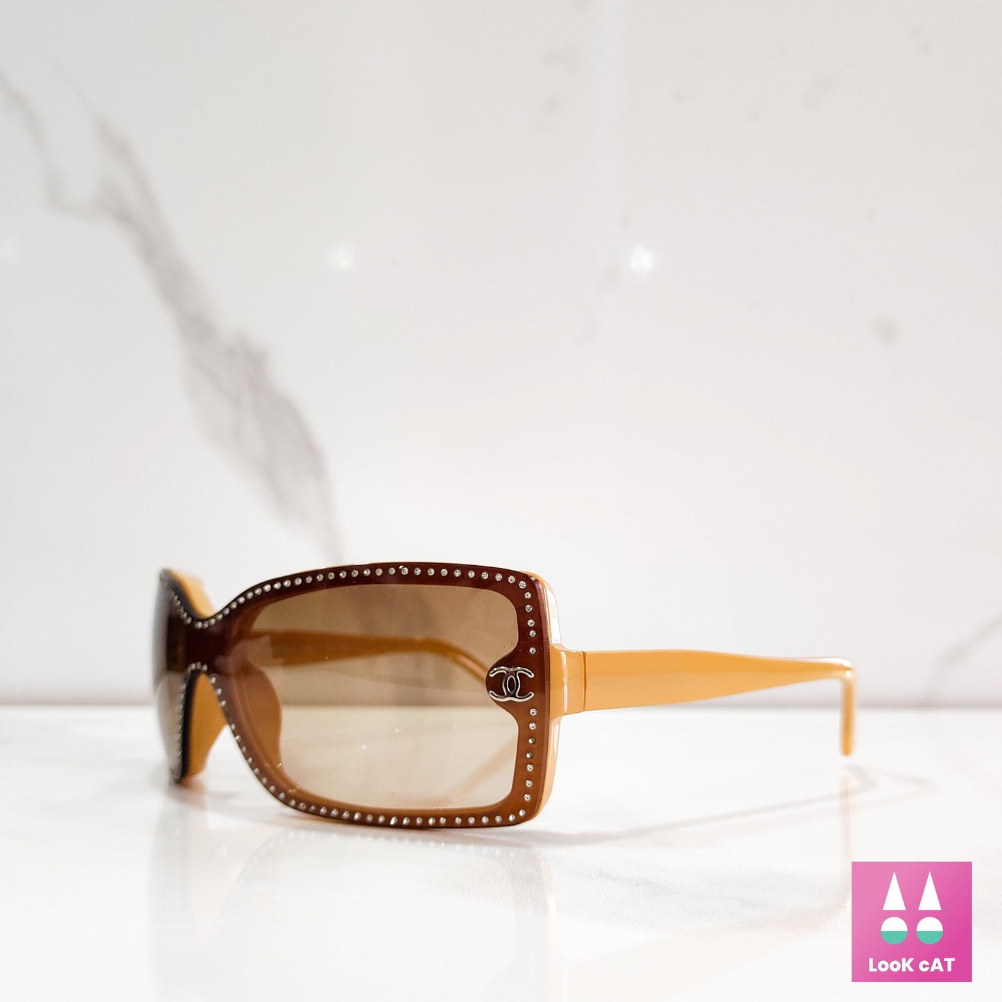 Occhiali da sole Chanel modello 5065 con strass lunetta brille y2k shades senza montatura