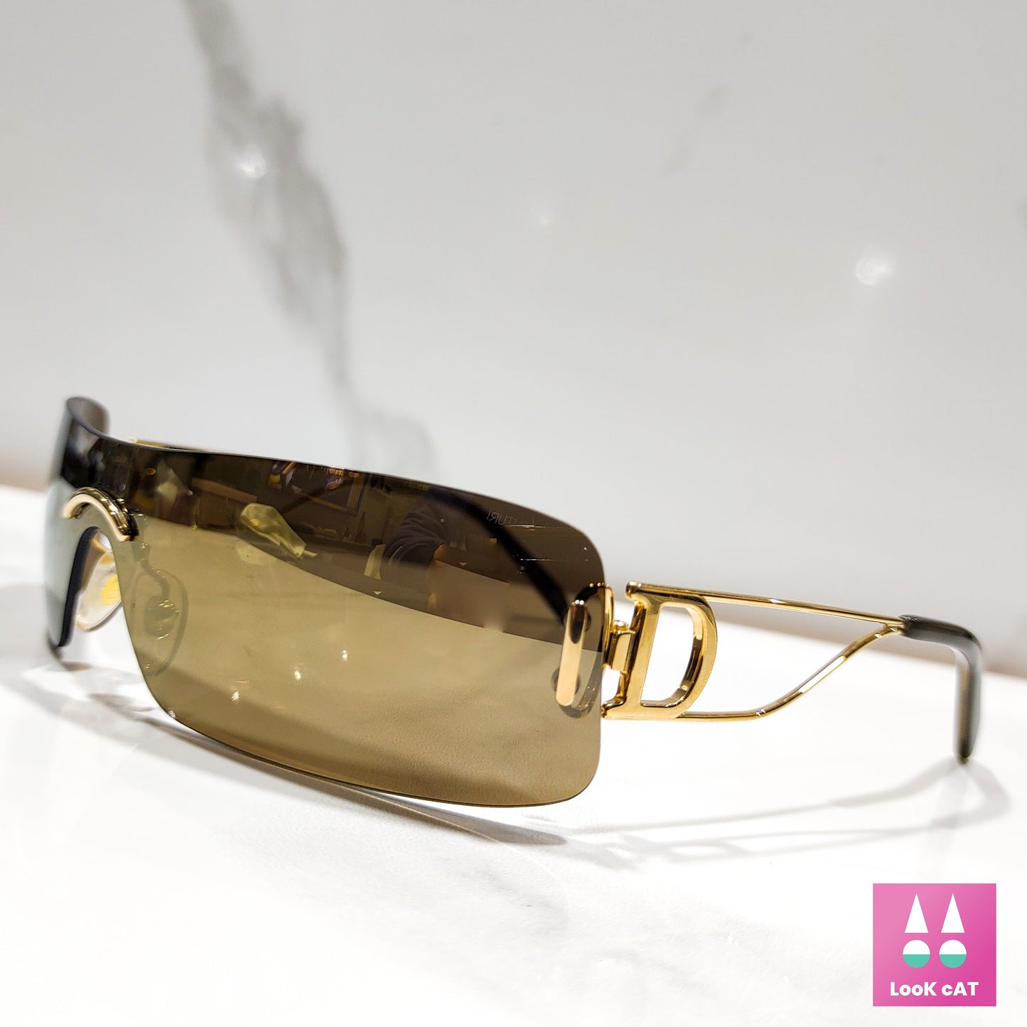 Occhiali da sole Dior vintage Diorella y2k lunetta occhiali da sole oro brille Galliano Era