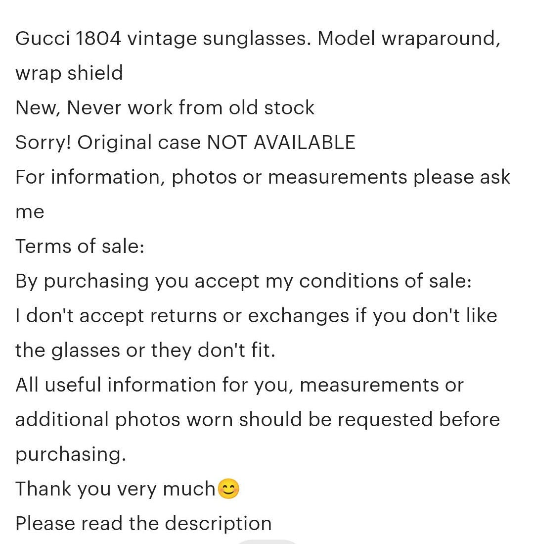 Gucci GG 1804 occhiali da sole vintage avvolgenti con scudo occhiali lunetta brille y2k